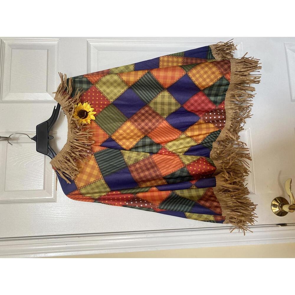 Costume Patchwork Pattern Women's Poncho With Fri… - image 1
